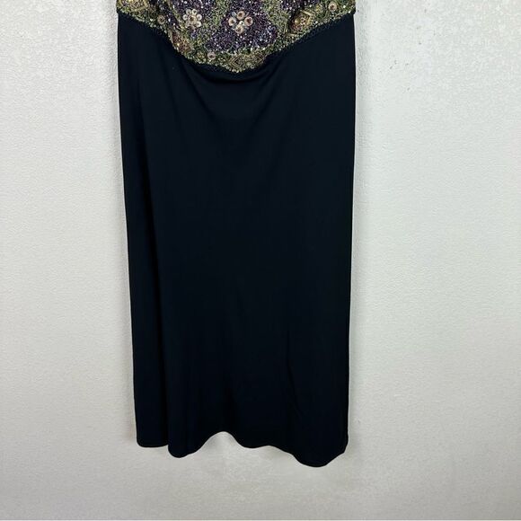 MaxMara Black Beaded Halter Little Black Dress Midi Swing Size 38 - Picture 3 of 10